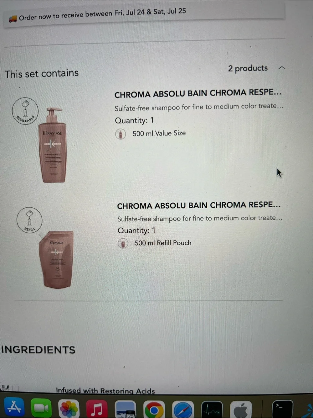 Kerastase color treated Chroma Absolu Shampoo & Refill Set and conditioner